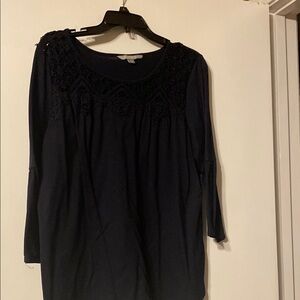 Valerie Stevens Black Ruffled Bib Collar Blouse